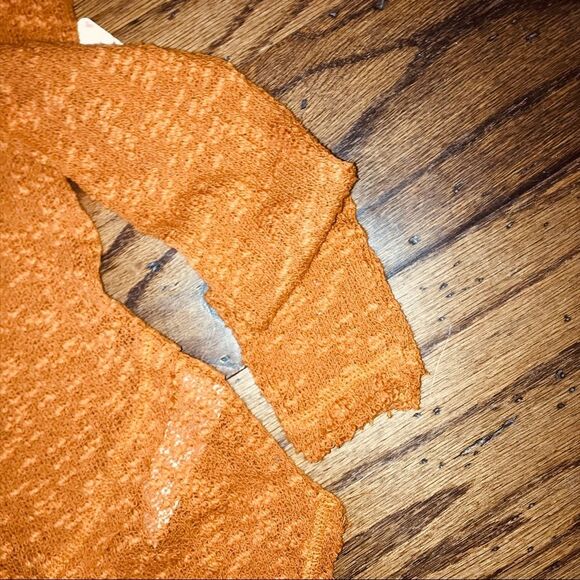 Free People NWT - Oversized Boho Orange Sweater - Picture 5 of 8